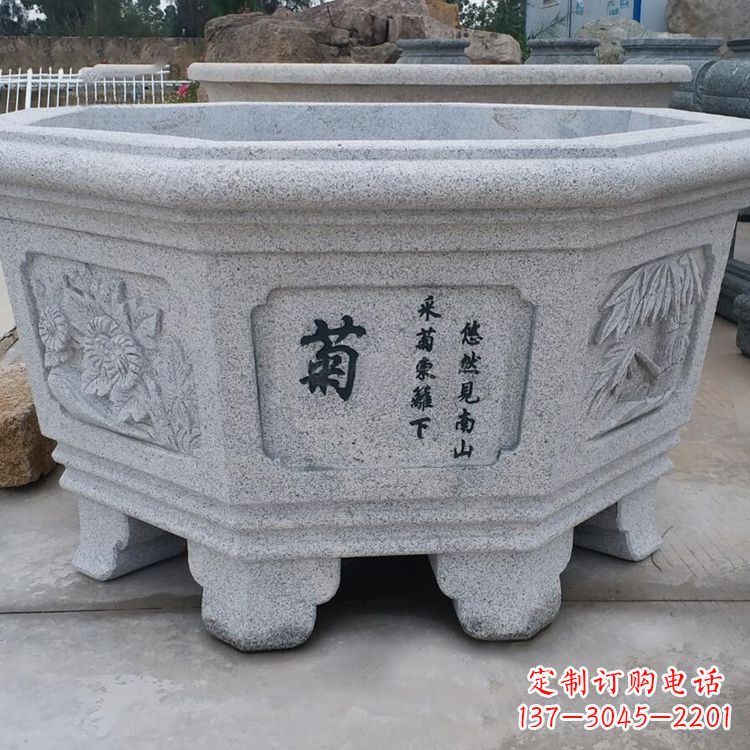 安阳精美砂岩花盆雕塑,点缀精致家居