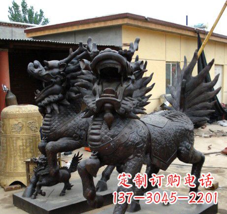 安阳精致、象征意义高的聚财铜麒麟雕塑