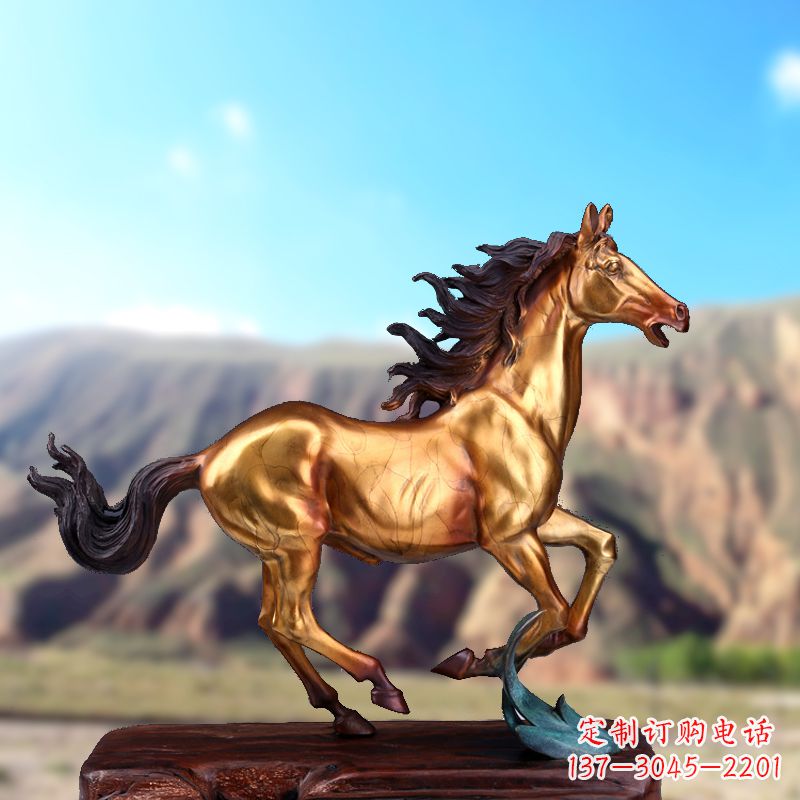 安阳烤漆铜动物雕塑,精美马雕