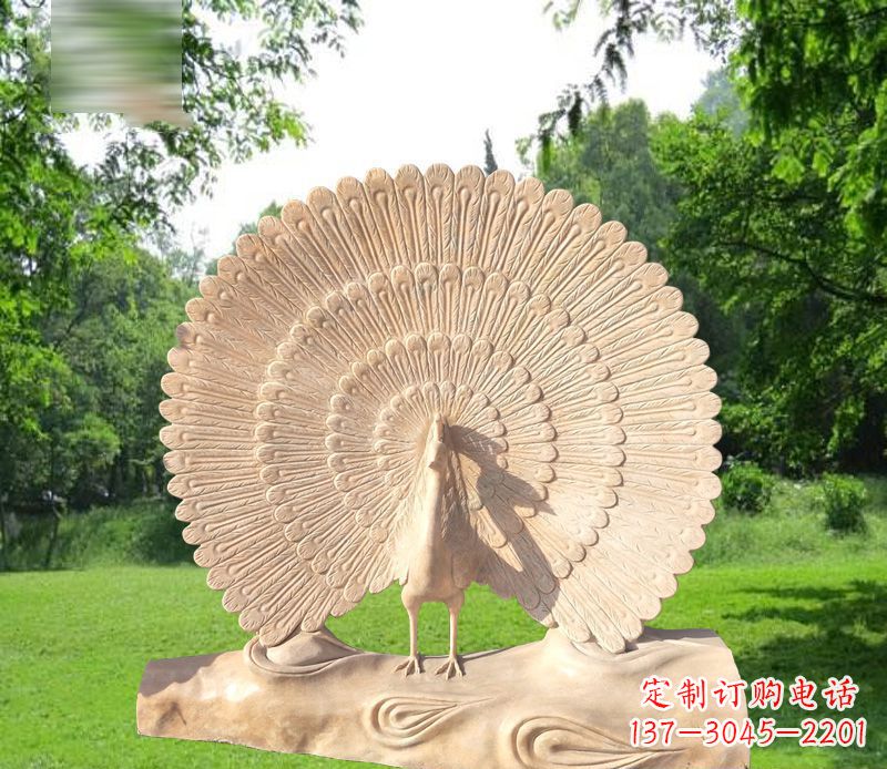 安阳欣赏孔雀美感的石雕公园雕塑