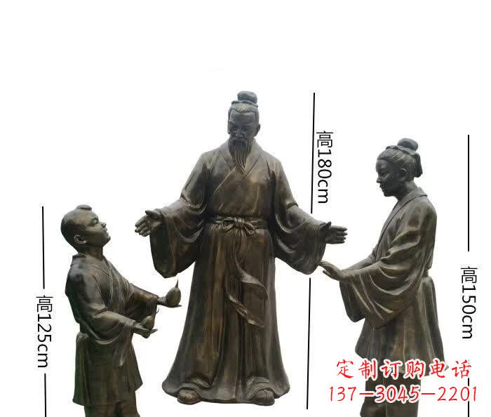 安阳经典传承,孔融让梨人物铜雕