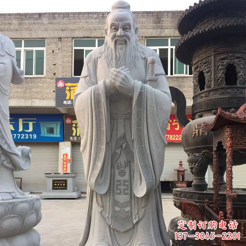 安阳传承古典,精美绝伦的孔子石雕头像