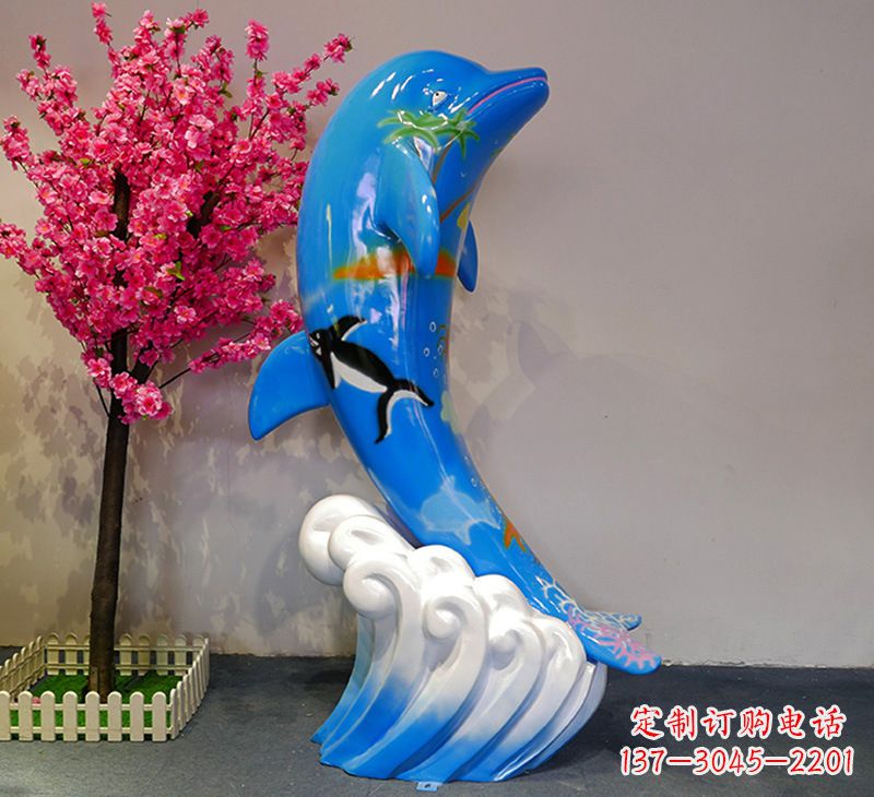 安阳蓝色海豚彩绘雕塑,装点您的园林景观