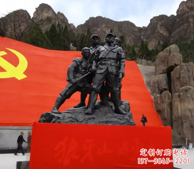 安阳狼牙山五壮士烈士铜雕,永载革命先烈光辉