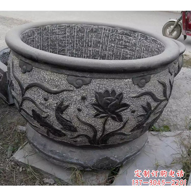 安阳传统宁波老青石水缸雕塑