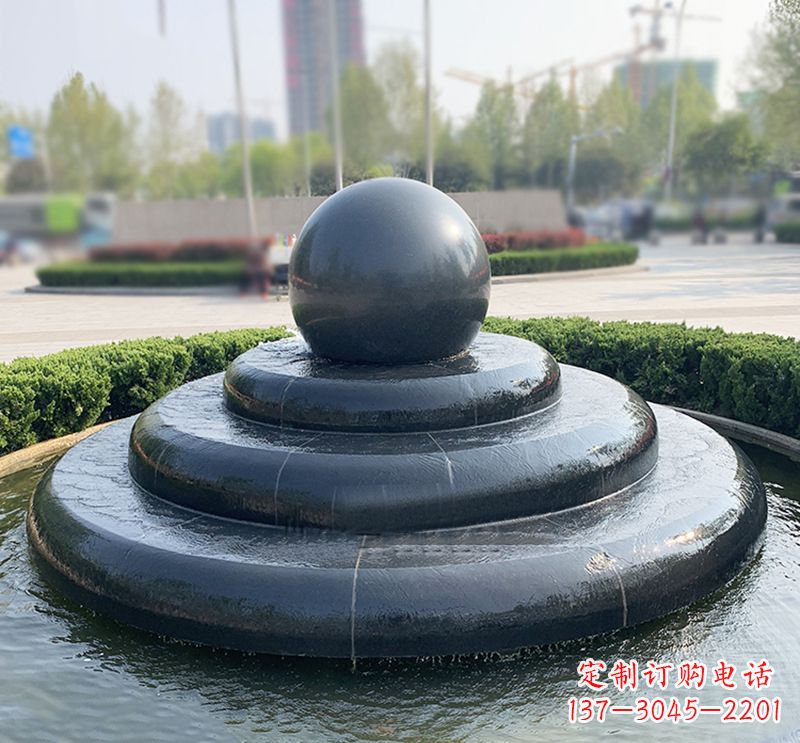 安阳临沂石雕风水球喷泉，雕塑定制专属于您
