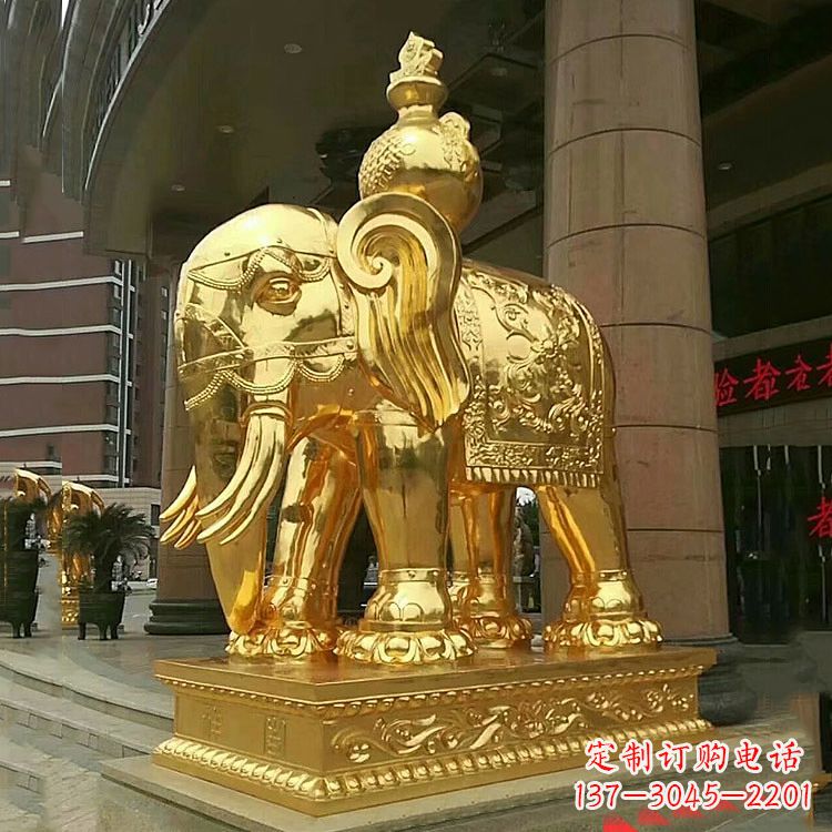 安阳鎏金大门大象铜雕,招财辟邪吉祥动物雕塑