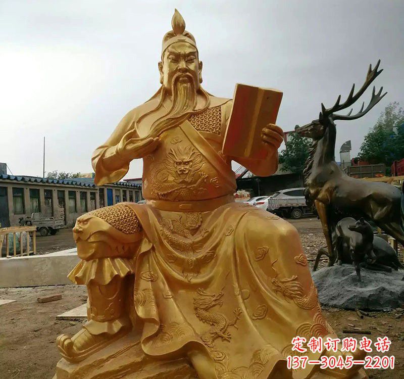 安阳鎏金关公铜雕塑,历久弥新