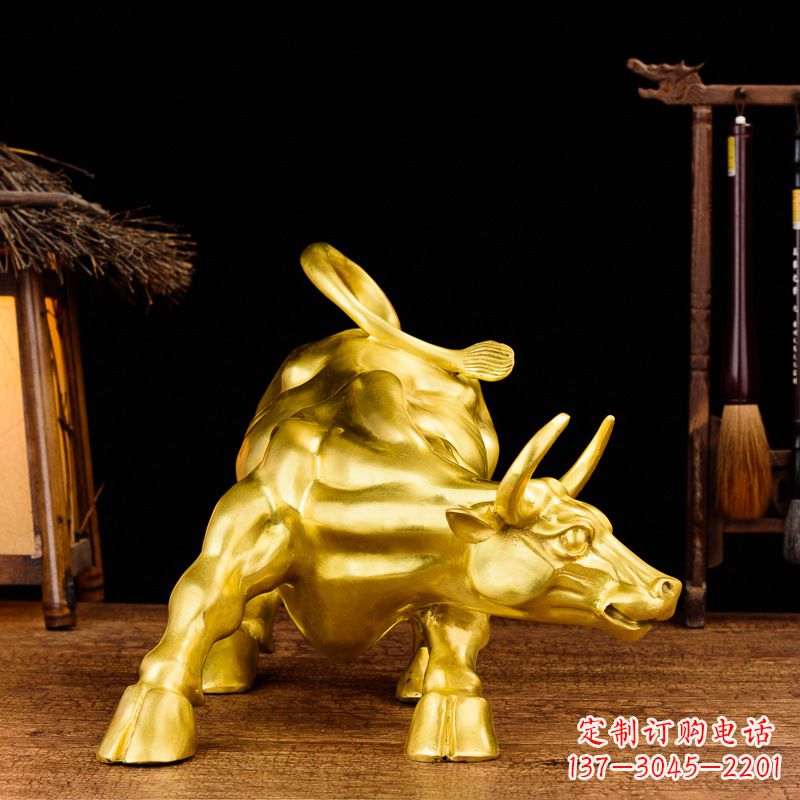 安阳鎏金华尔街铜牛生肖动物雕塑