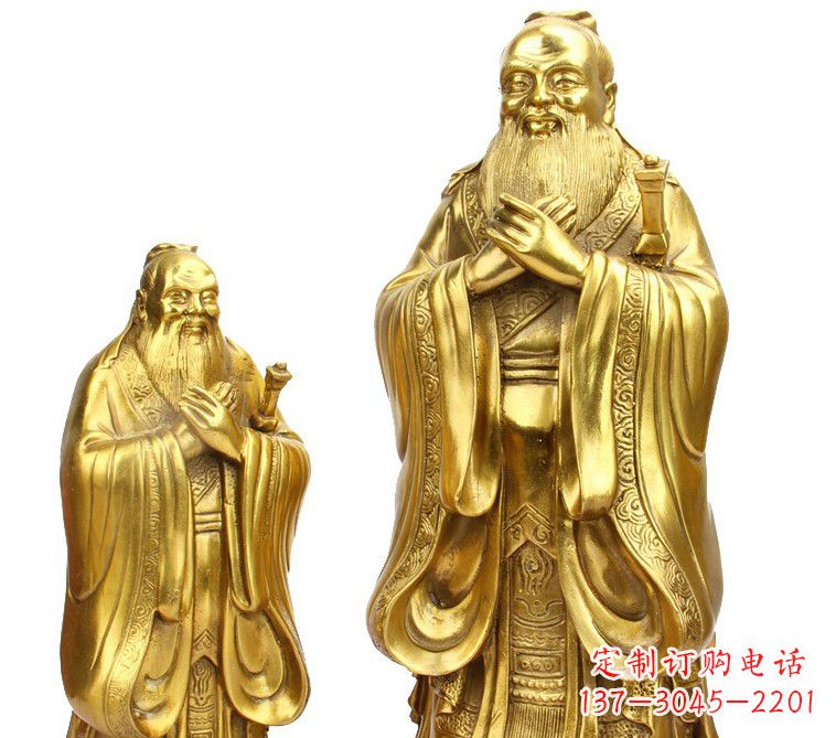 安阳鎏金质感精美孔子铜雕像