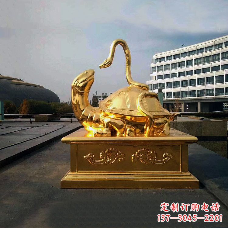 安阳鎏金上古神兽玄武动物铜雕塑
