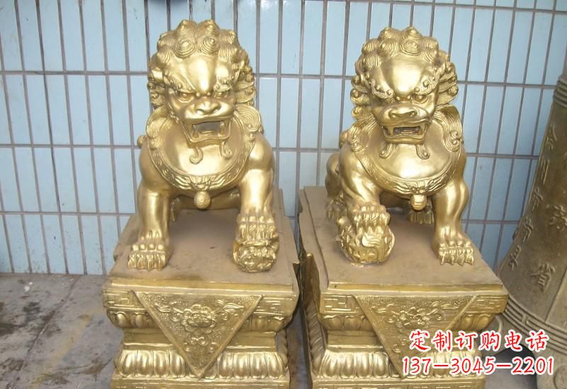 安阳北京狮子雕塑,高雅典雅的手工鎏金铜制品