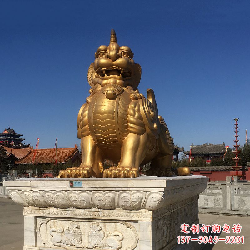 安阳鎏金獬豸铜雕,为您提供精美的景观雕塑
