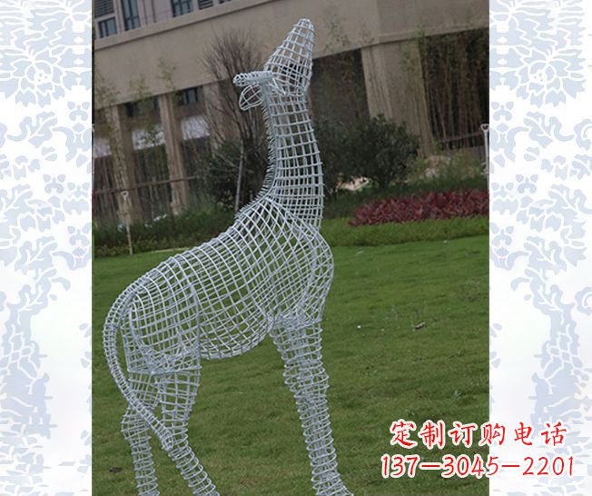 安阳外观精美的不锈钢长颈鹿雕塑
