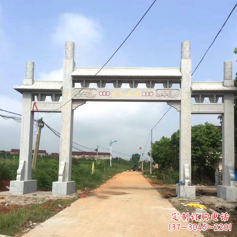 安阳路口三间四柱无楼石牌坊雕塑制作