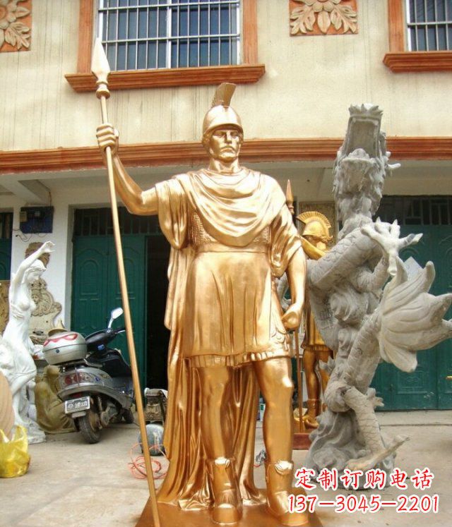 安阳罗马勇士玻璃钢仿铜马雕塑