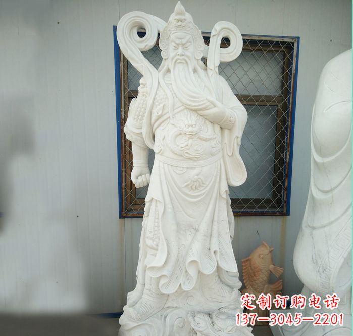 安阳手工汉白玉关公雕塑