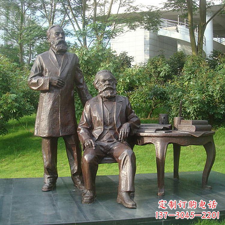 安阳恩格斯铜雕塑,现代城市情景细节体现