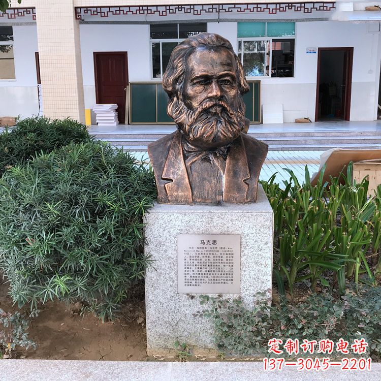 安阳马克思铸铜头像雕塑,记录校园历史精彩