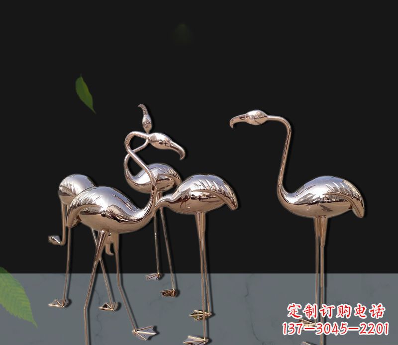 安阳玫瑰金不锈钢火烈鸟雕塑，艺术品的魅力