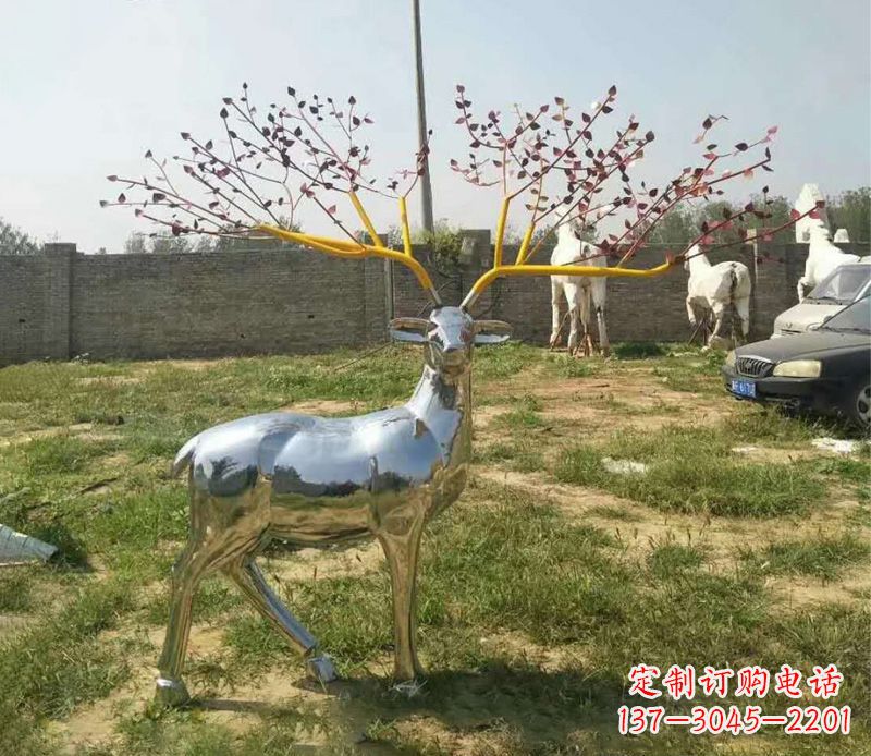 安阳梅花鹿镜面不锈钢雕塑