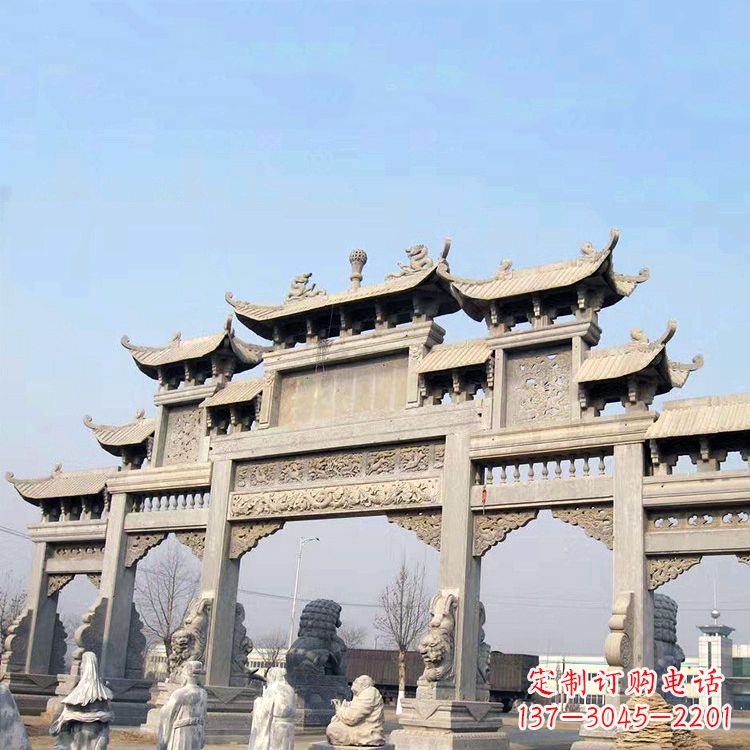 安阳精美牌坊石雕造型精致大气