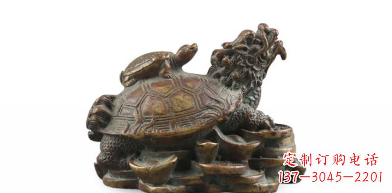 安阳雕塑非凡,铜雕龙龟母子精美
