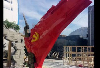 安阳中领雕塑：专业不锈钢党旗雕塑