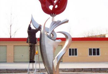 安阳高端定制玫瑰花不锈钢大型雕塑