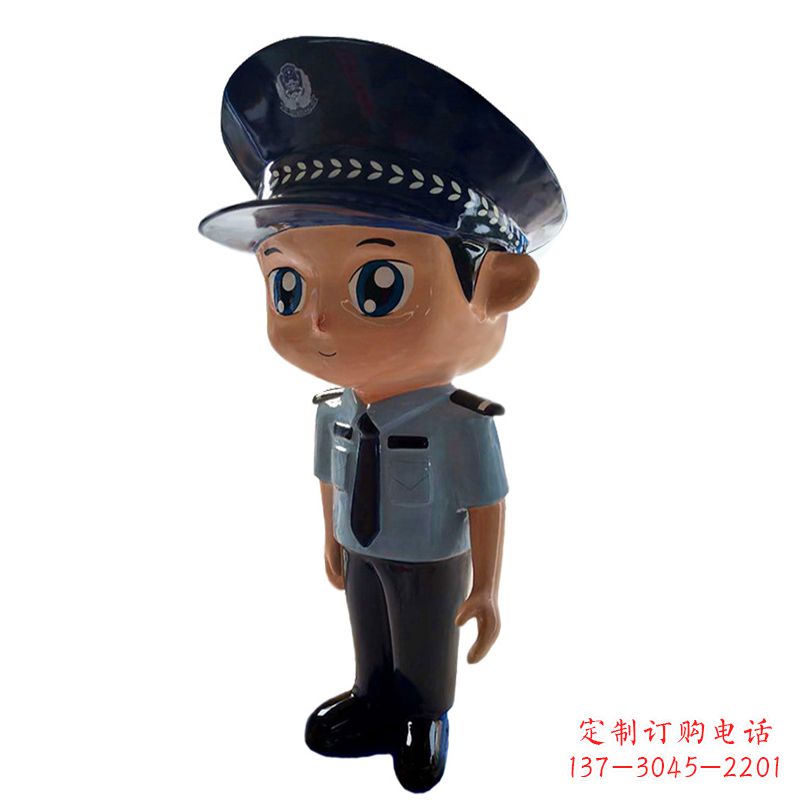安阳全新警察玻璃钢卡通雕塑