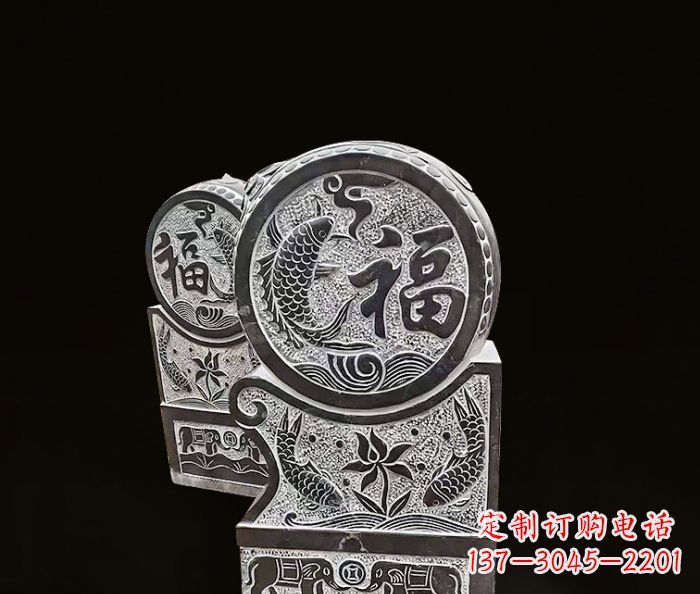 安阳年年有余雕塑-门墩仿古抱鼓石