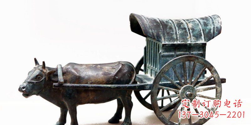 安阳定制牛车景观铜雕塑