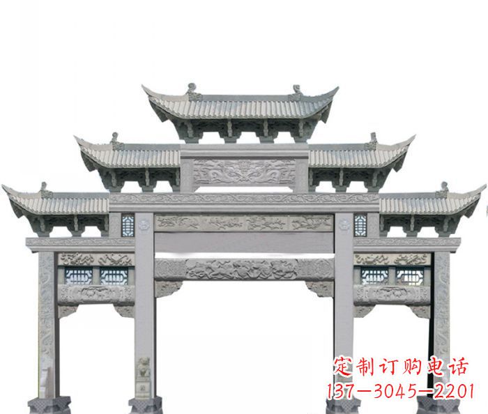 安阳中领雕塑定制式牌坊石雕