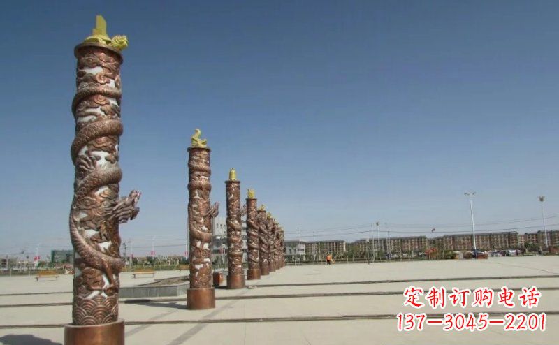 安阳中领雕塑|专业定制盘龙柱广场柱子铜雕