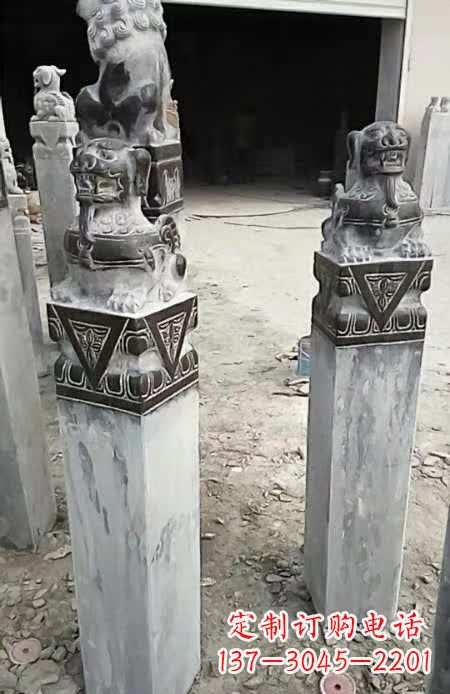 安阳精美的貔貅栓马桩雕塑