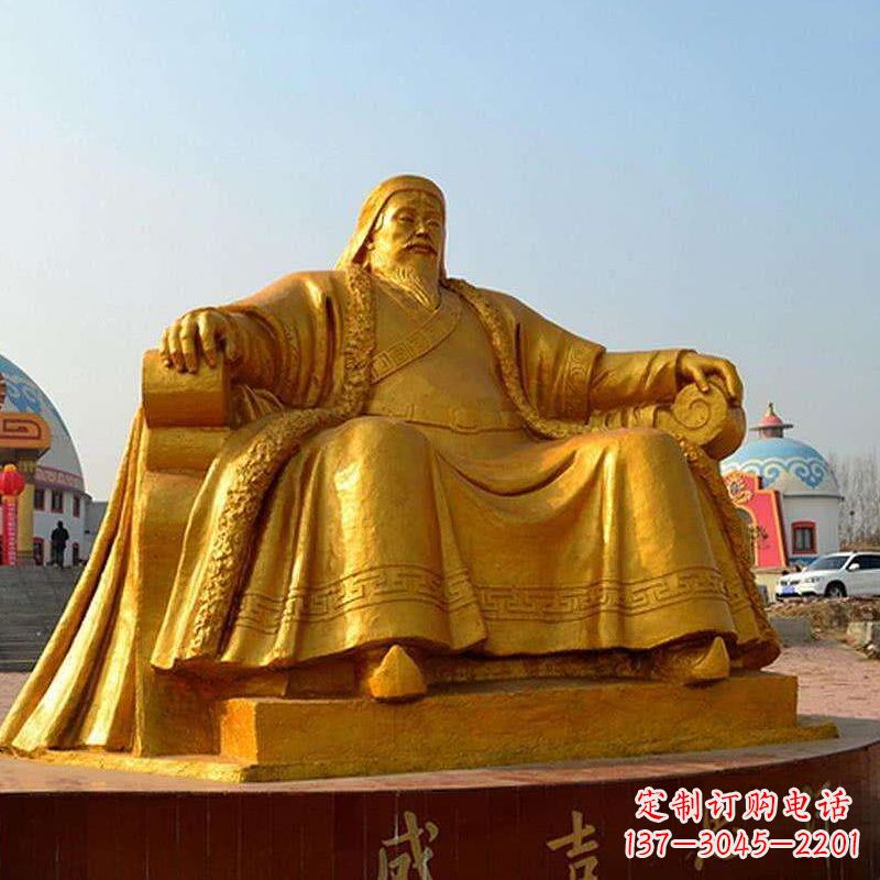 安阳雕刻古代传奇军事家成吉思汗铜雕像