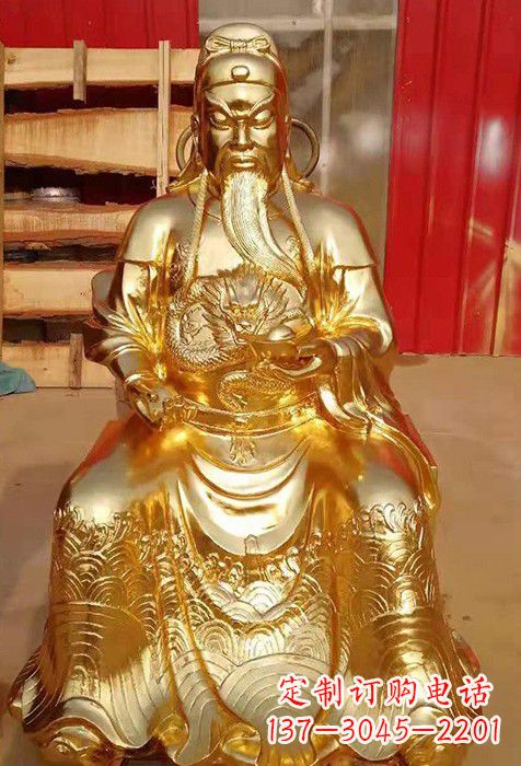 安阳传承经典,漆金关公神像雕塑