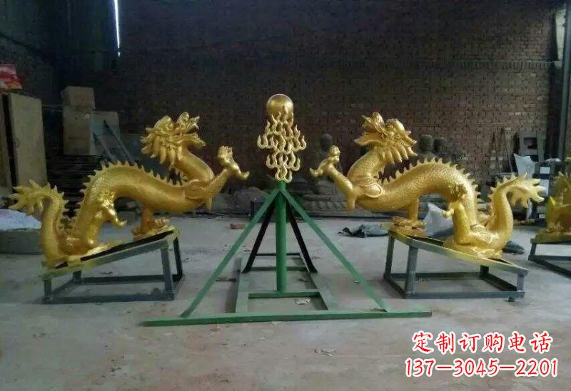 安阳享受经典,领略古老传统,精美特色的双龙戏珠铜雕