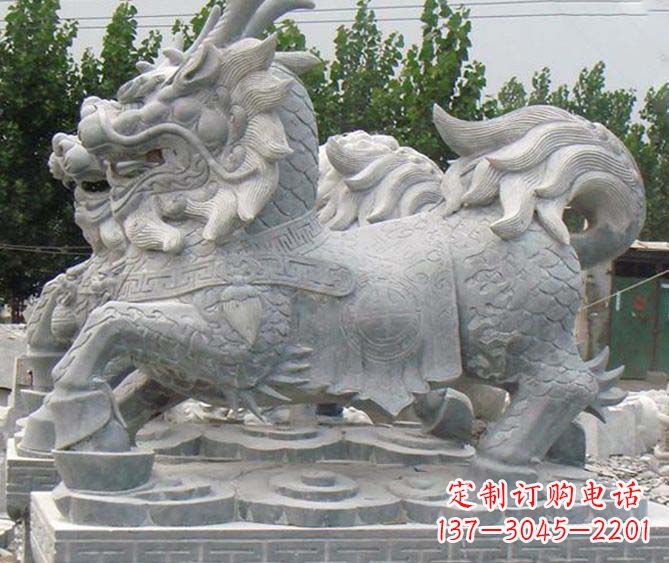 安阳古典麒麟招财神兽石雕,传承古典非凡财富之美