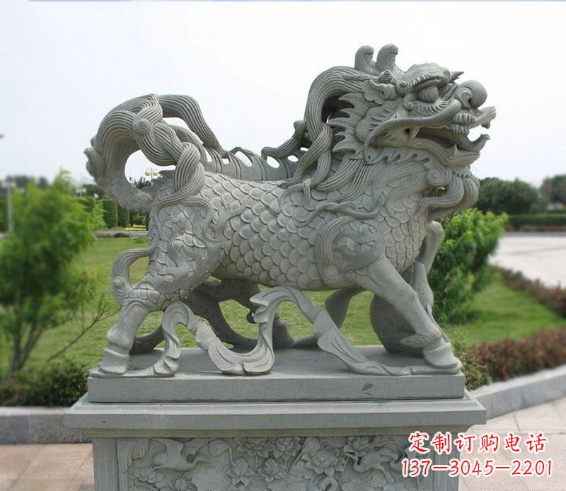 安阳典雅经典,麒麟招财石雕把你的梦想变成现实