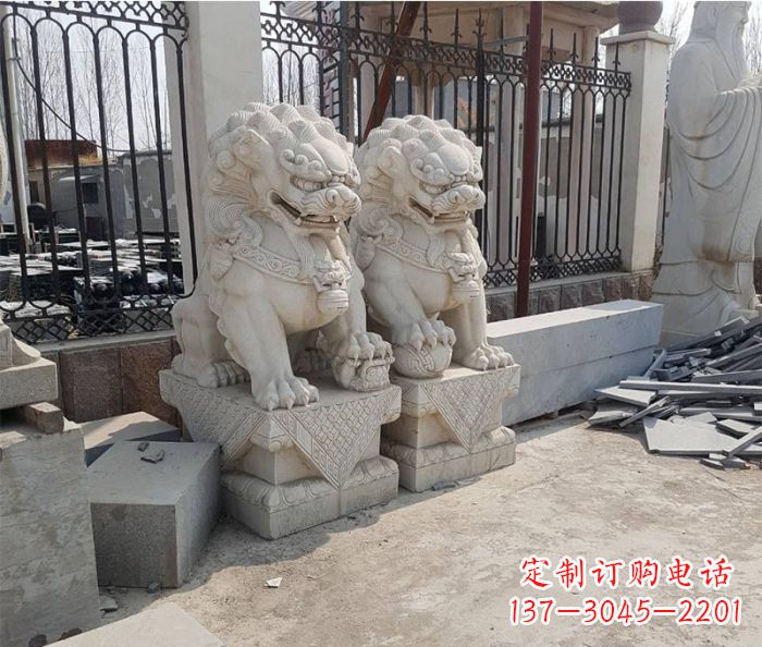 安阳大理石狮子雕塑,充满豪迈气派