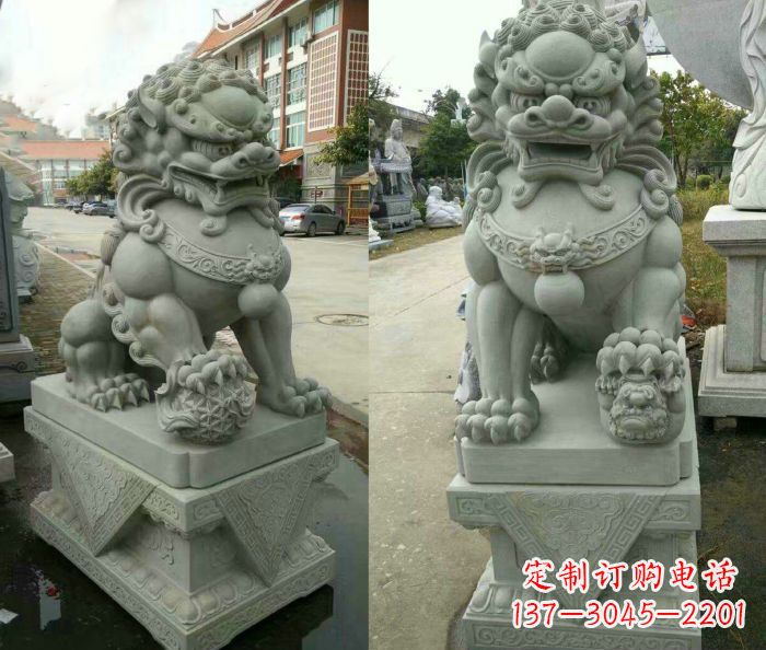安阳大理石狮子石雕——雕塑定制中的艺术精品