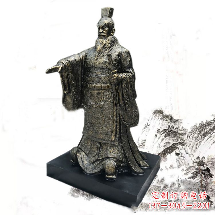 安阳精美秦始皇玻璃钢仿铜雕塑