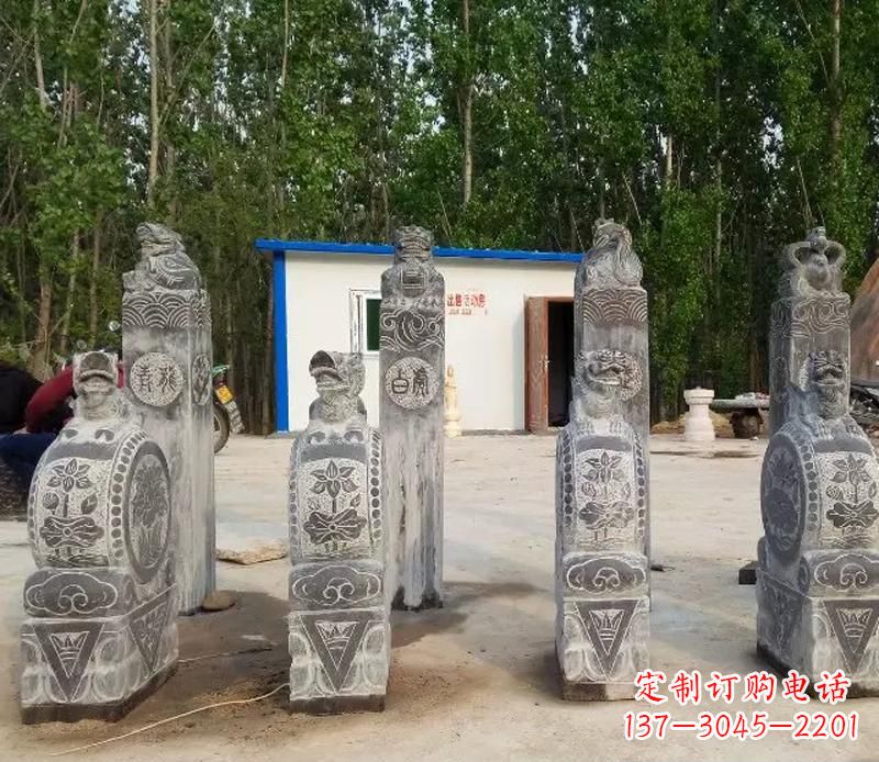 安阳青石抱鼓石门墩雕塑