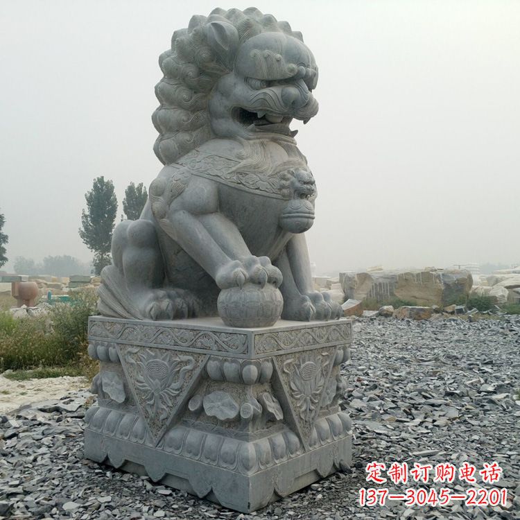安阳青石北京狮子雕塑,雕刻传承千古之魅力