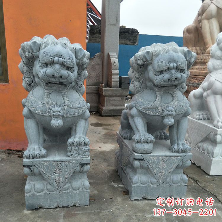 安阳精美的青石北京小狮子雕塑