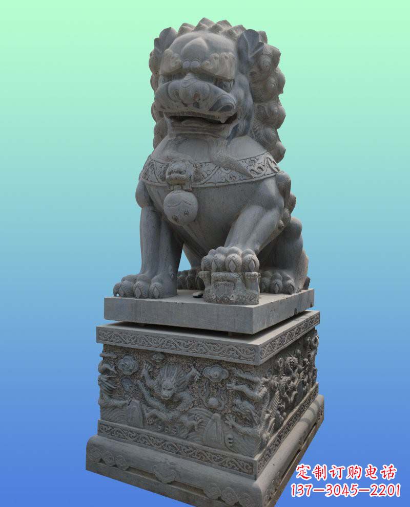 安阳传统工艺与现代美感完美结合的青石狮子雕塑