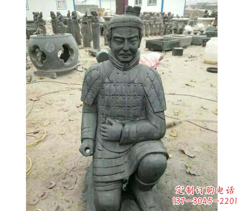 安阳青石仿古兵马俑雕塑,精巧细腻