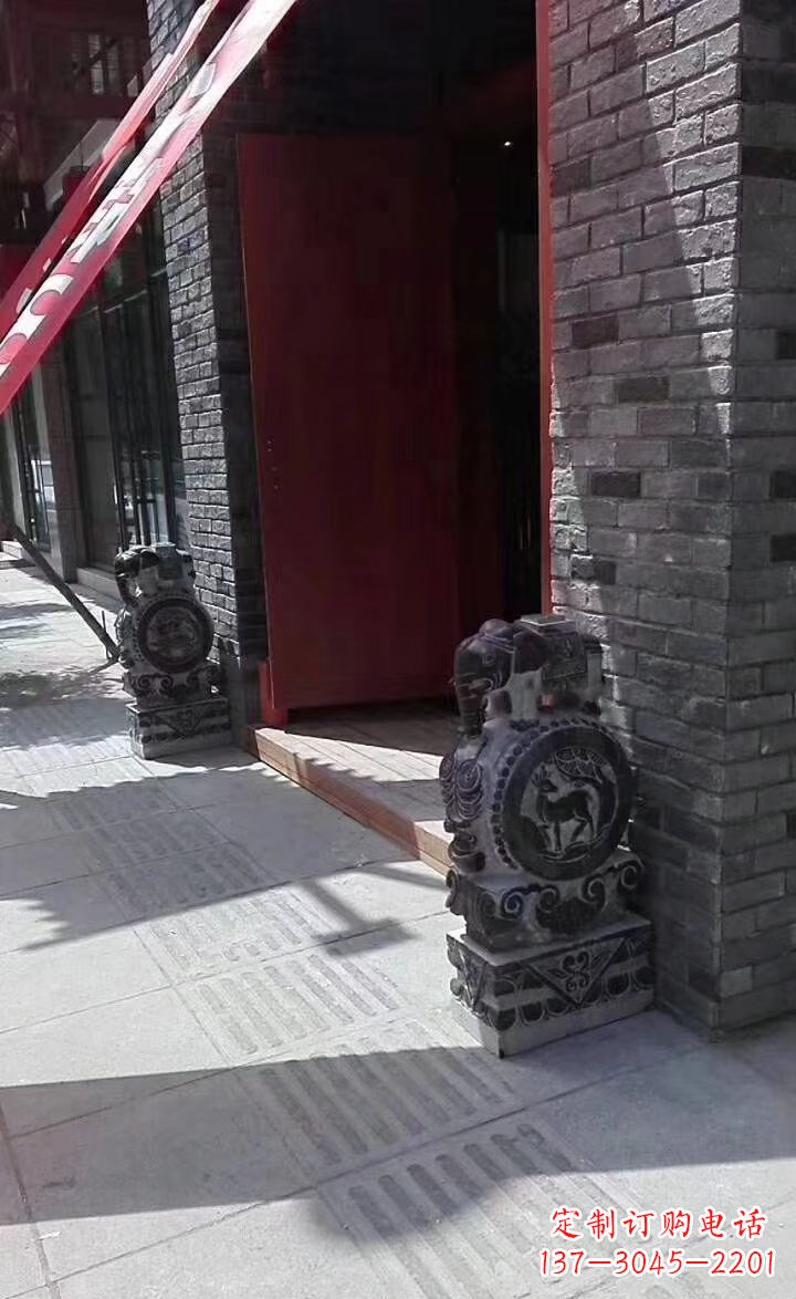 安阳青石雕刻大象门墩抱鼓石