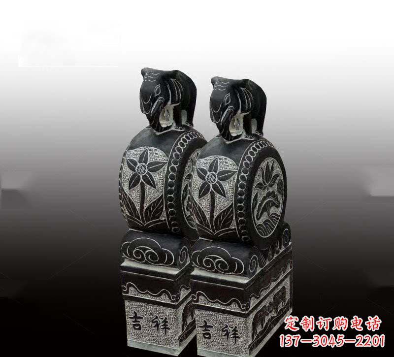 安阳高质感青石仿古大象门墩